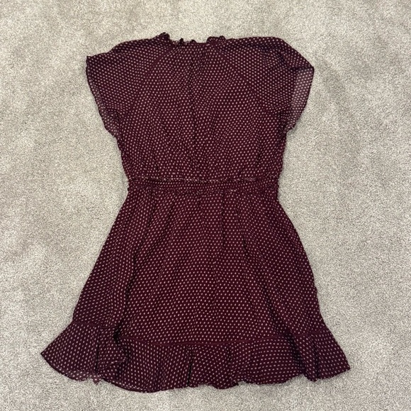 Whistles Burgundy Jazmin Spot Mini Dress Size 8 Like New - Picture 5 of 11